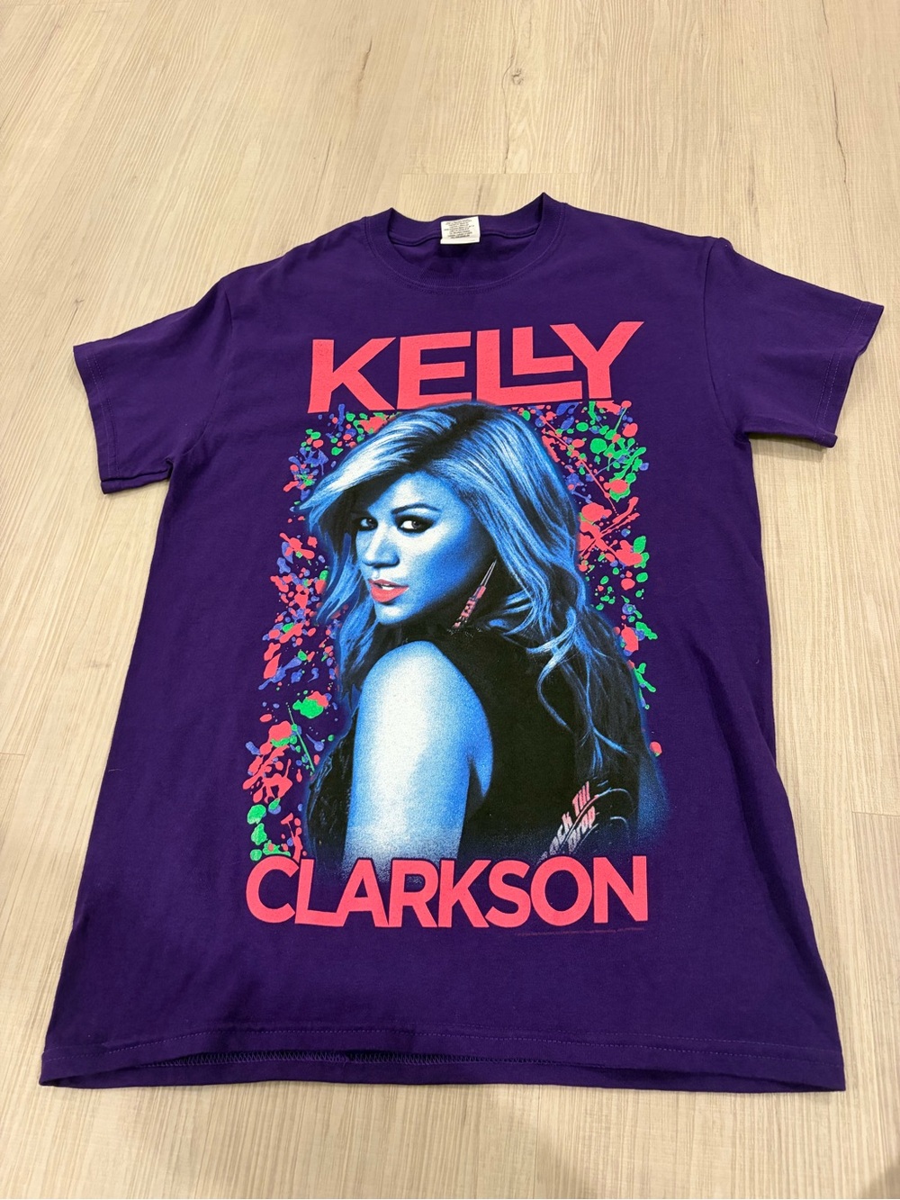Kelly Clarkson Graphic Tee - Purple with Neon Print